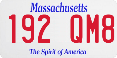 MA license plate 192QM8
