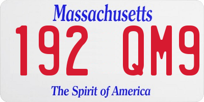 MA license plate 192QM9