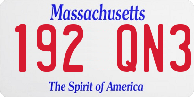MA license plate 192QN3