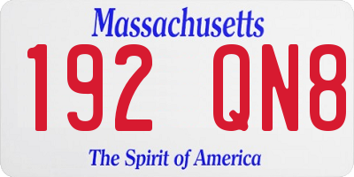 MA license plate 192QN8