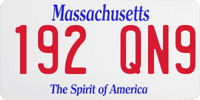 MA license plate 192QN9