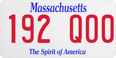 MA license plate 192QO0