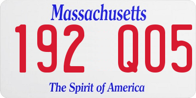 MA license plate 192QO5