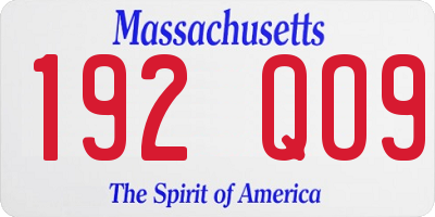 MA license plate 192QO9