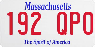 MA license plate 192QP0