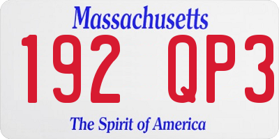 MA license plate 192QP3