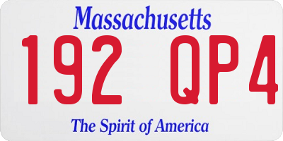 MA license plate 192QP4
