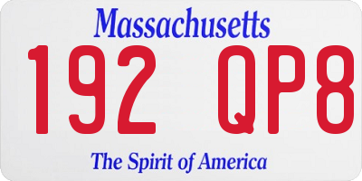 MA license plate 192QP8