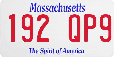 MA license plate 192QP9