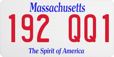 MA license plate 192QQ1