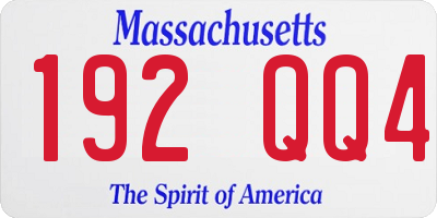 MA license plate 192QQ4