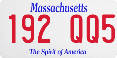 MA license plate 192QQ5
