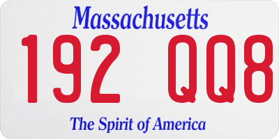 MA license plate 192QQ8