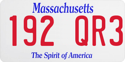 MA license plate 192QR3