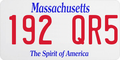 MA license plate 192QR5