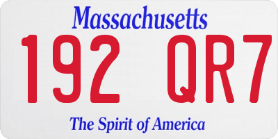 MA license plate 192QR7
