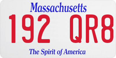 MA license plate 192QR8