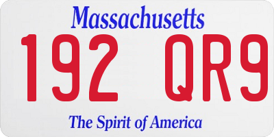 MA license plate 192QR9