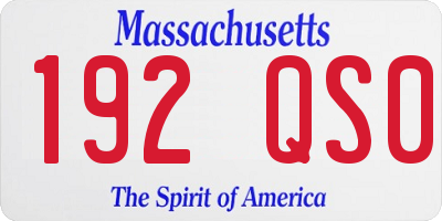 MA license plate 192QS0