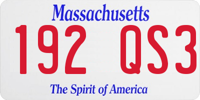 MA license plate 192QS3