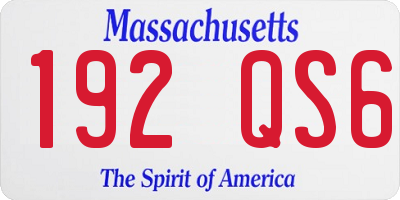 MA license plate 192QS6