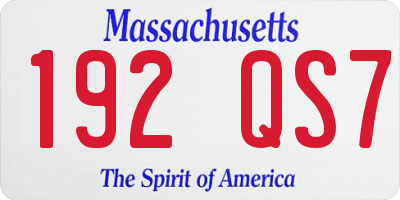 MA license plate 192QS7