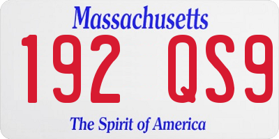 MA license plate 192QS9