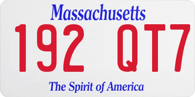 MA license plate 192QT7