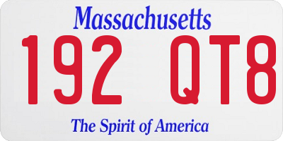MA license plate 192QT8