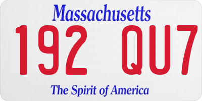 MA license plate 192QU7