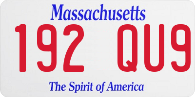 MA license plate 192QU9