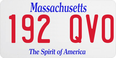 MA license plate 192QV0