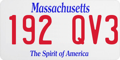 MA license plate 192QV3