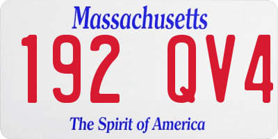 MA license plate 192QV4