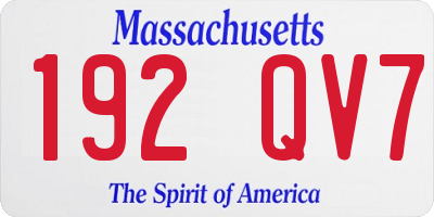 MA license plate 192QV7