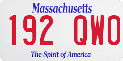 MA license plate 192QW0