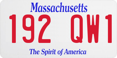 MA license plate 192QW1