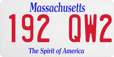 MA license plate 192QW2