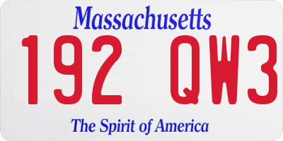 MA license plate 192QW3