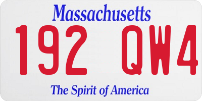 MA license plate 192QW4