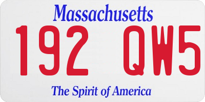 MA license plate 192QW5
