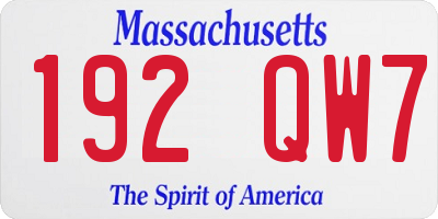 MA license plate 192QW7