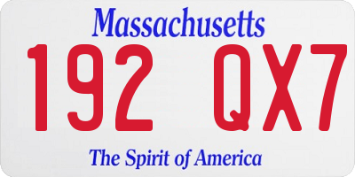 MA license plate 192QX7