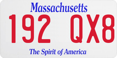 MA license plate 192QX8