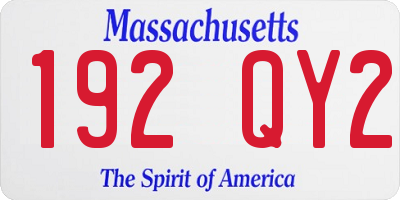 MA license plate 192QY2