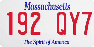 MA license plate 192QY7