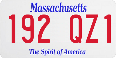 MA license plate 192QZ1