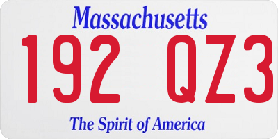 MA license plate 192QZ3