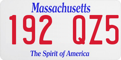 MA license plate 192QZ5