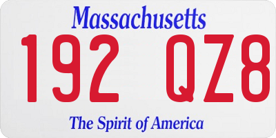 MA license plate 192QZ8